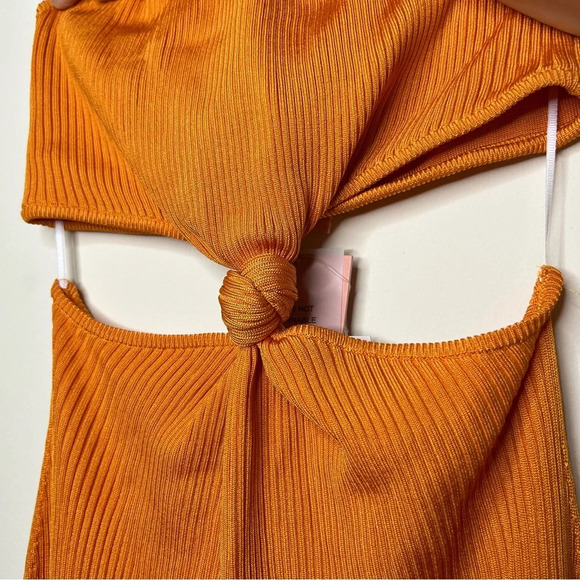 NWT CULT GAIA Cameron Apricot Halter Style Cutout Knotted Knit Summer Midi Dress - Picture 8 of 15